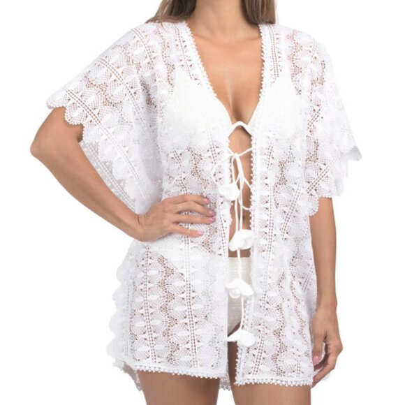 Trina Turk Other - Trina Turk $188 Voila Lace Cover-up Caftan Dress White Swim